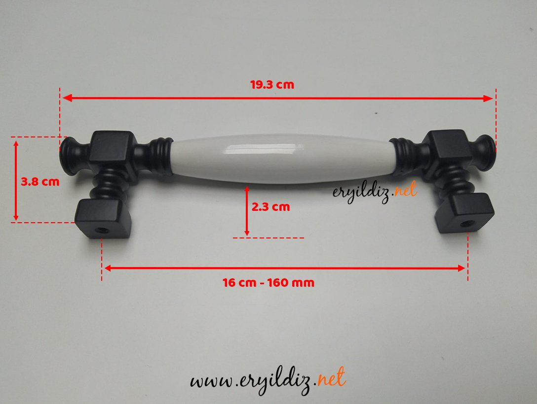 Doğanlar Z.310 Porselen Mobilya Kulp Mat Siyah Beyaz Düz - 160 mm Eryıldız Hırdavat