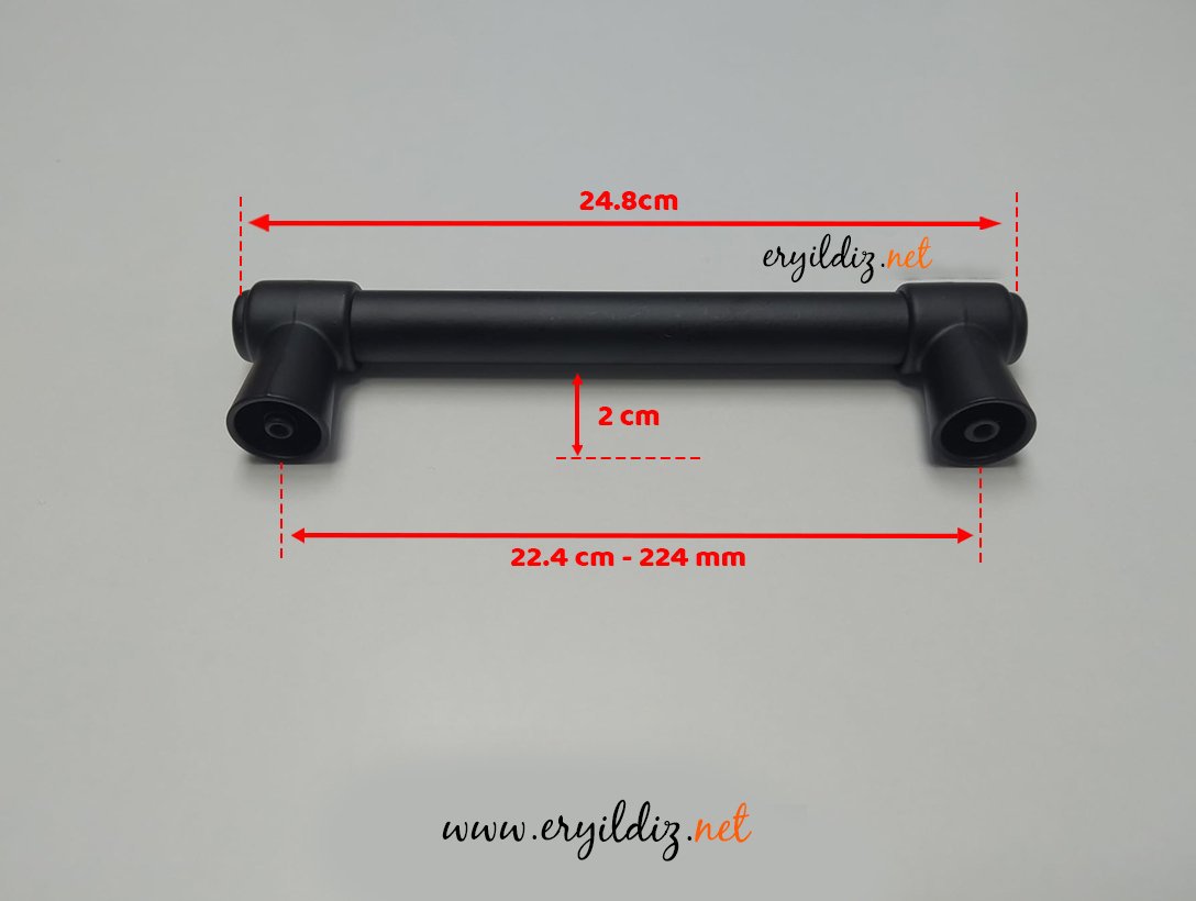 Egesel Boru Siyah Mobilya Kulp 224 mm Eryıldız Hırdavat