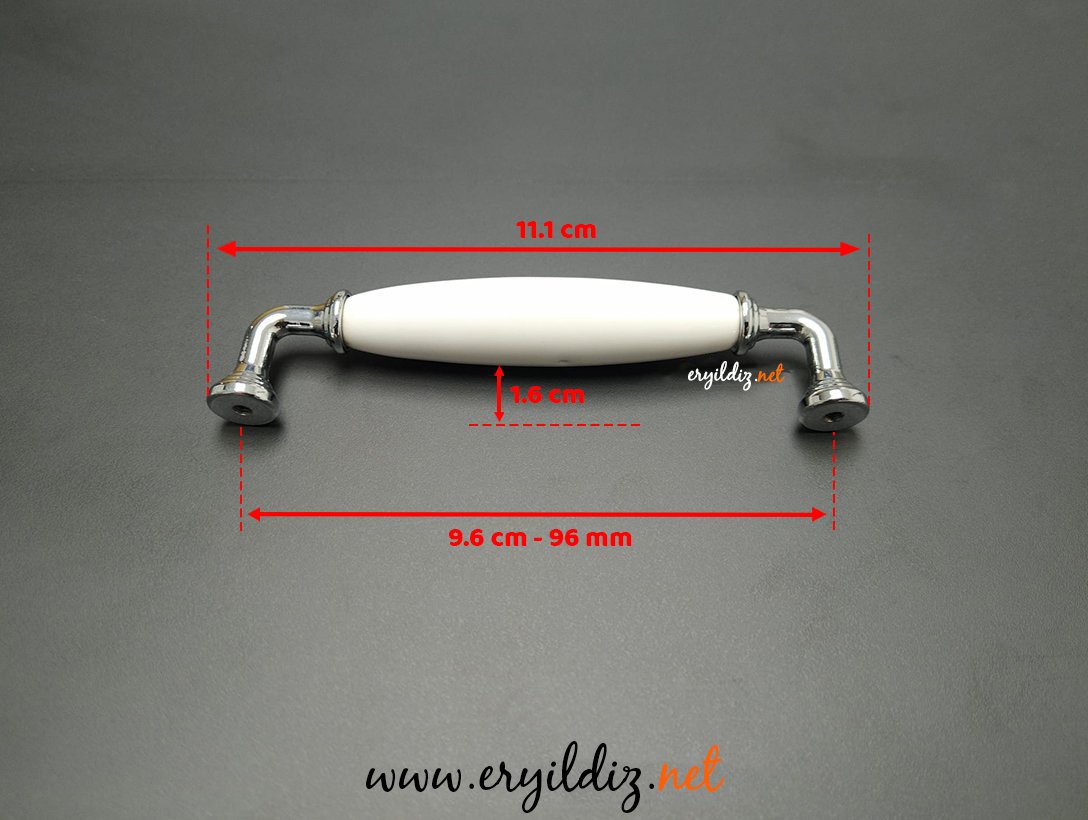 Esal Yıldız Krom Düz Beyaz Kulp 96 mm Eryıldız Hırdavat