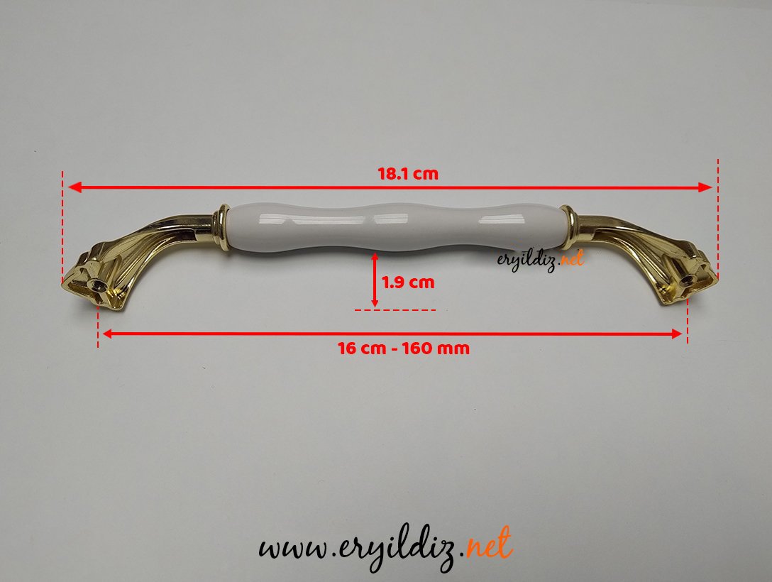 Esal Harran Düz Beyaz Mobilya Kulp Altın Sarı 160 mm Eryıldız Hırdavat