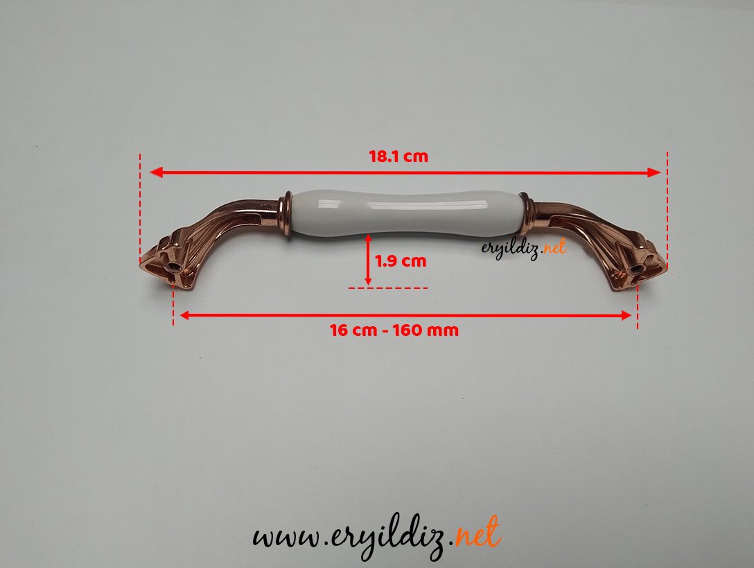 Esal Harran Düz Beyaz Mobilya Kulp Parlak Bakır - 160 mm