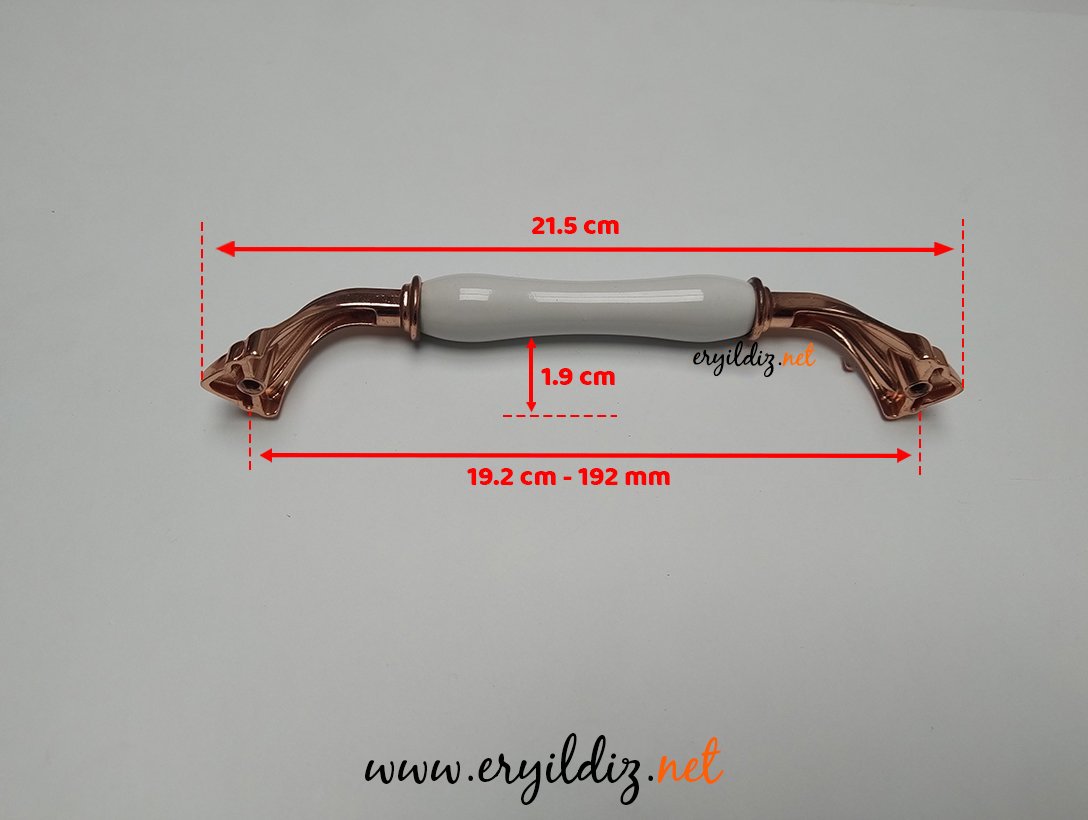Esal Harran Düz Beyaz Mobilya Kulp Parlak Bakır - 192 mm