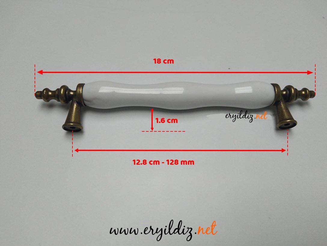 Lider Menekşe Düz Porselen Kulp Antik Sarı - 128 mm Eryıldız Hırdavat