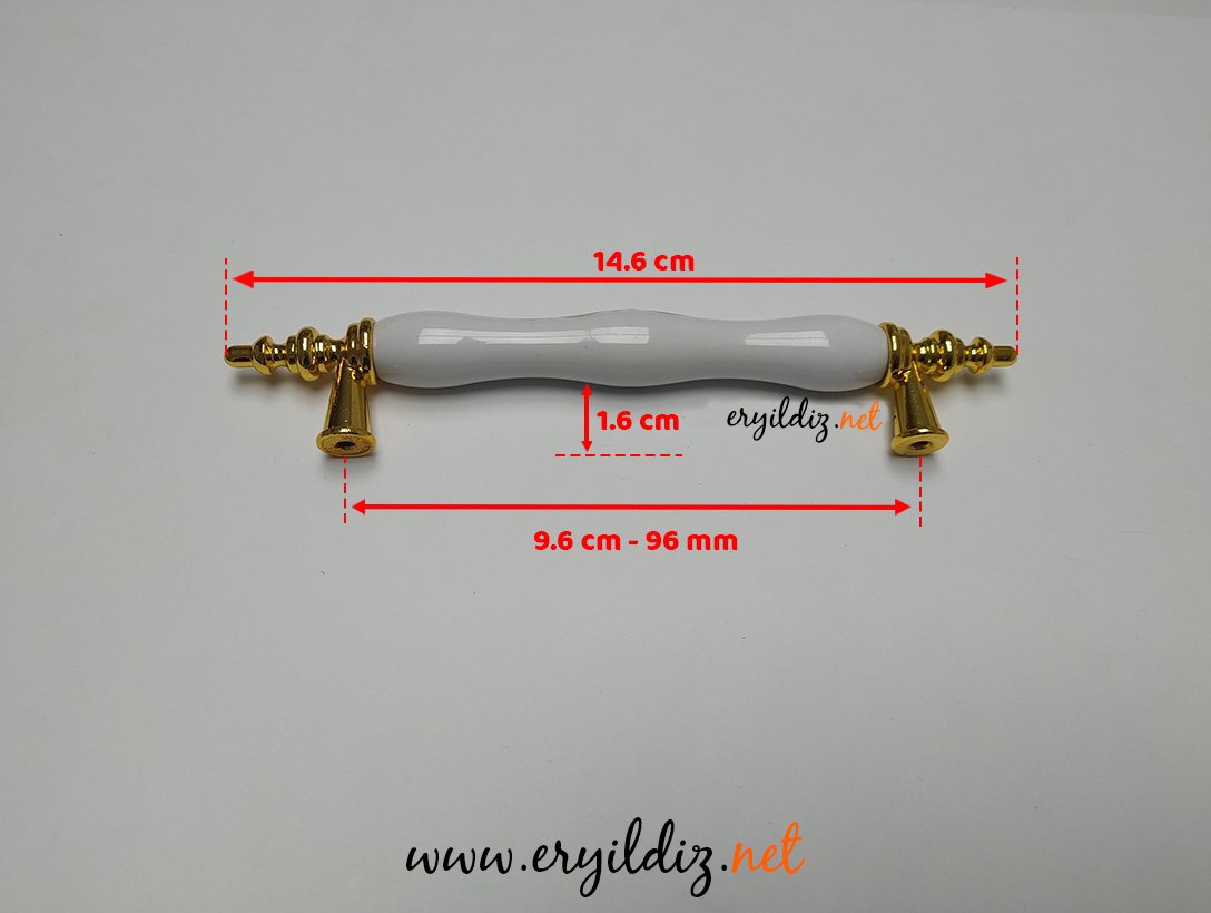 Lider Menekşe Düz Porselen Kulp Altın 96 mm Eryıldız Hırdavat