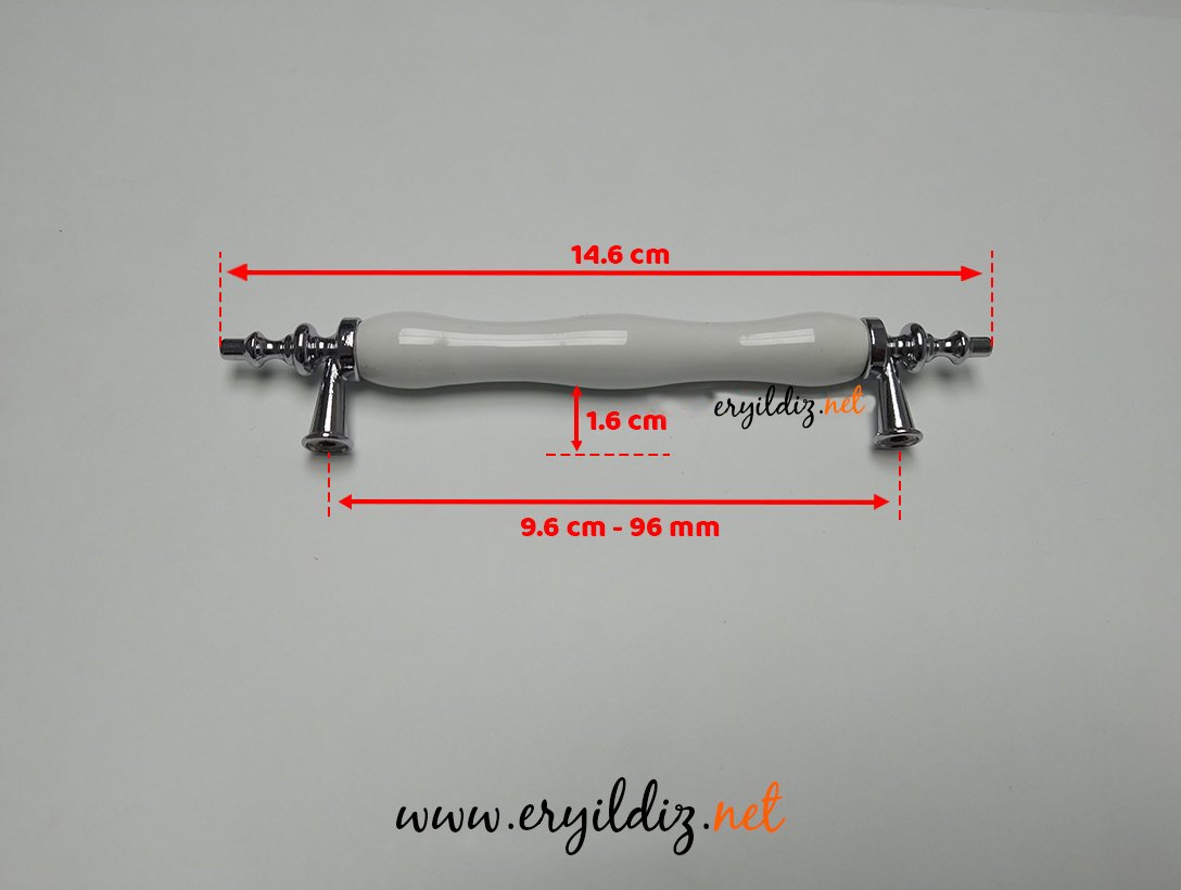 Lider Menekşe Düz Porselen Kulp Krom -96  mm Eryıldız Hırdavat
