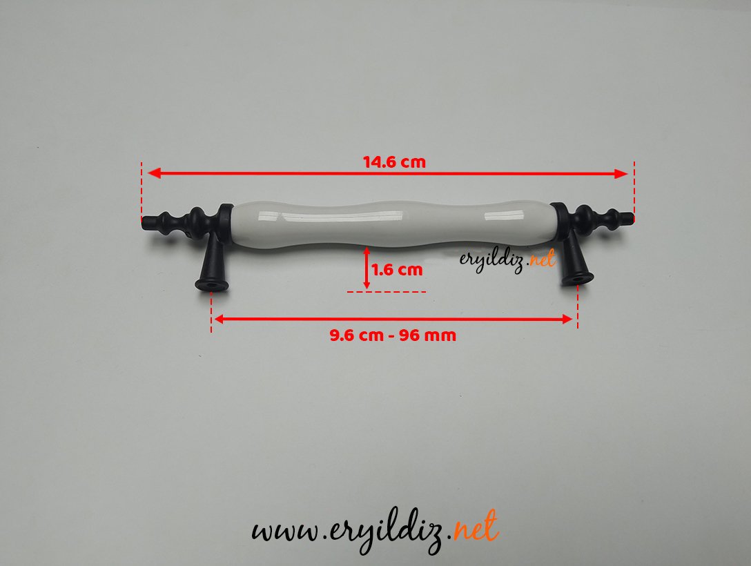 Lider Menekşe Düz Porselen Kulp Mat Siyah - 96 mm Eryıldız Hırdavat