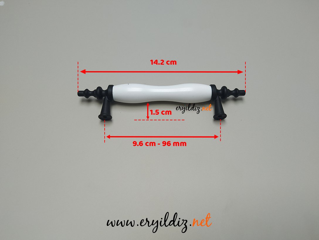 Lider Osmanlı Desen Matsiyah Polimer Kulp 96 mm Eryıldız Hırdavat 