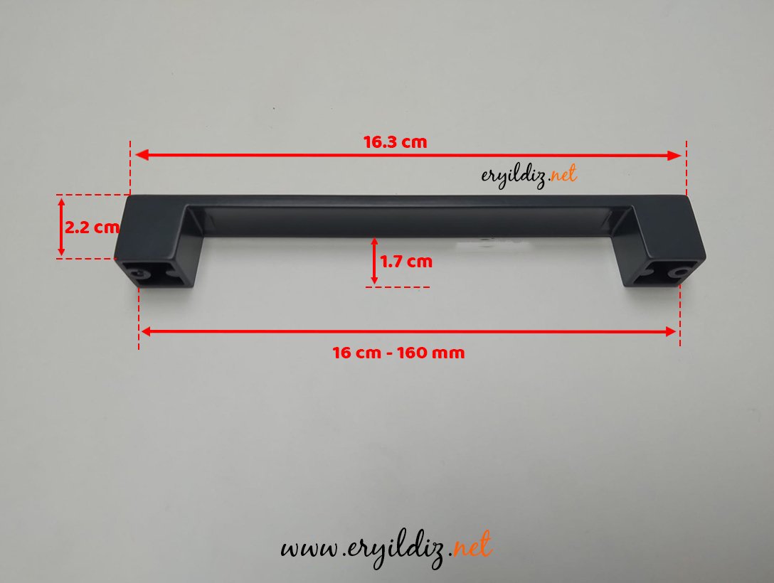 Metax Te Kare Mobilya Kulp Antrasit Gri 160 mm Eryıldız Hırdavat