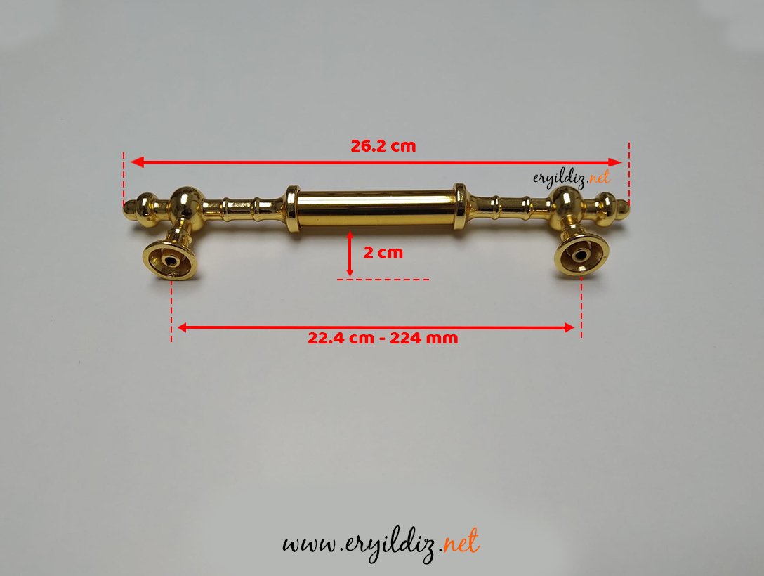 Metax Kadeh Mobilya Kulp Altın Sarısı - 224 mm Eryıldız Hırdavat