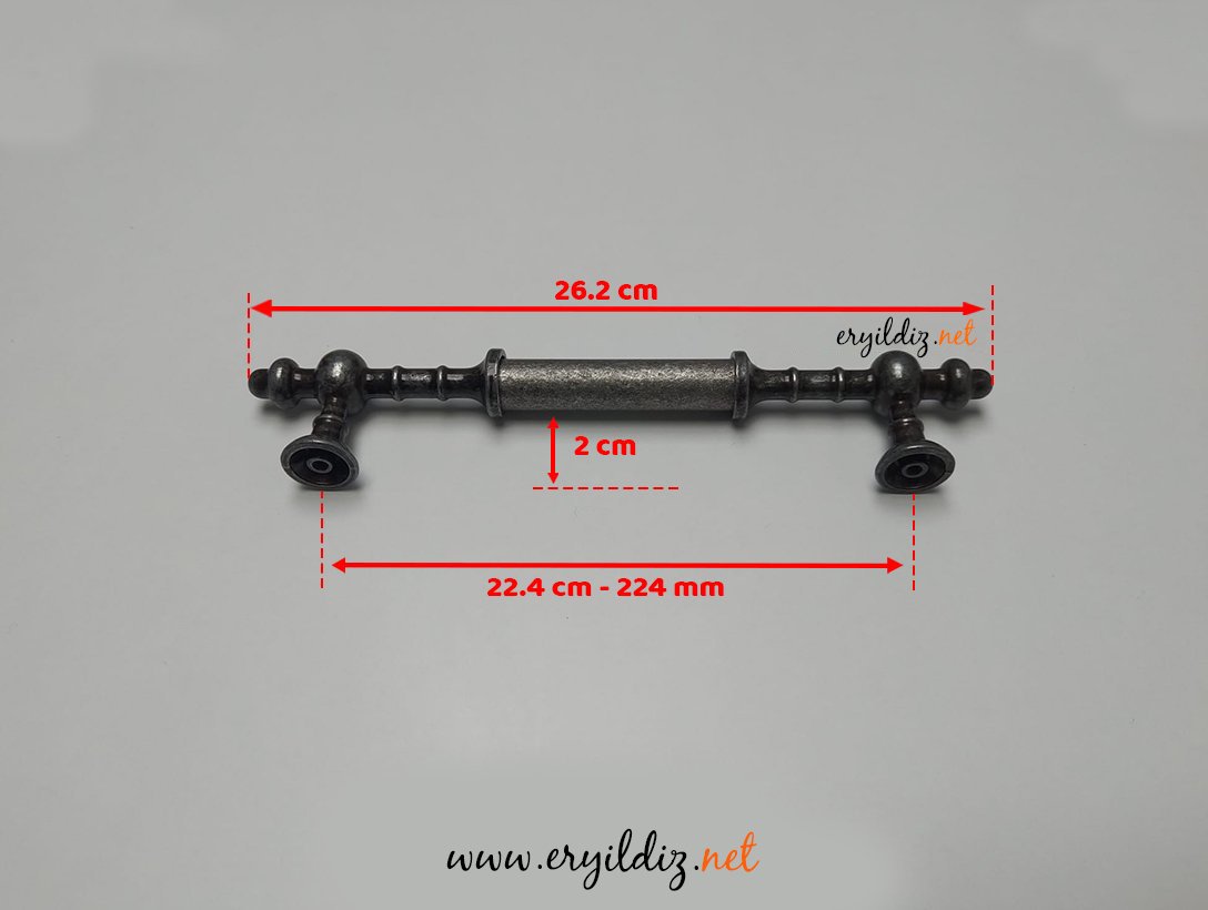 Metax Kadeh Mobilya Kulp Antik Gümüş - 224 mm Eryıldız Hırdavat