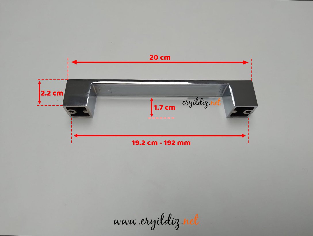 Metax Te Kare Mobilya Kulp Krom -192 mm Eryıldız Hırdavat