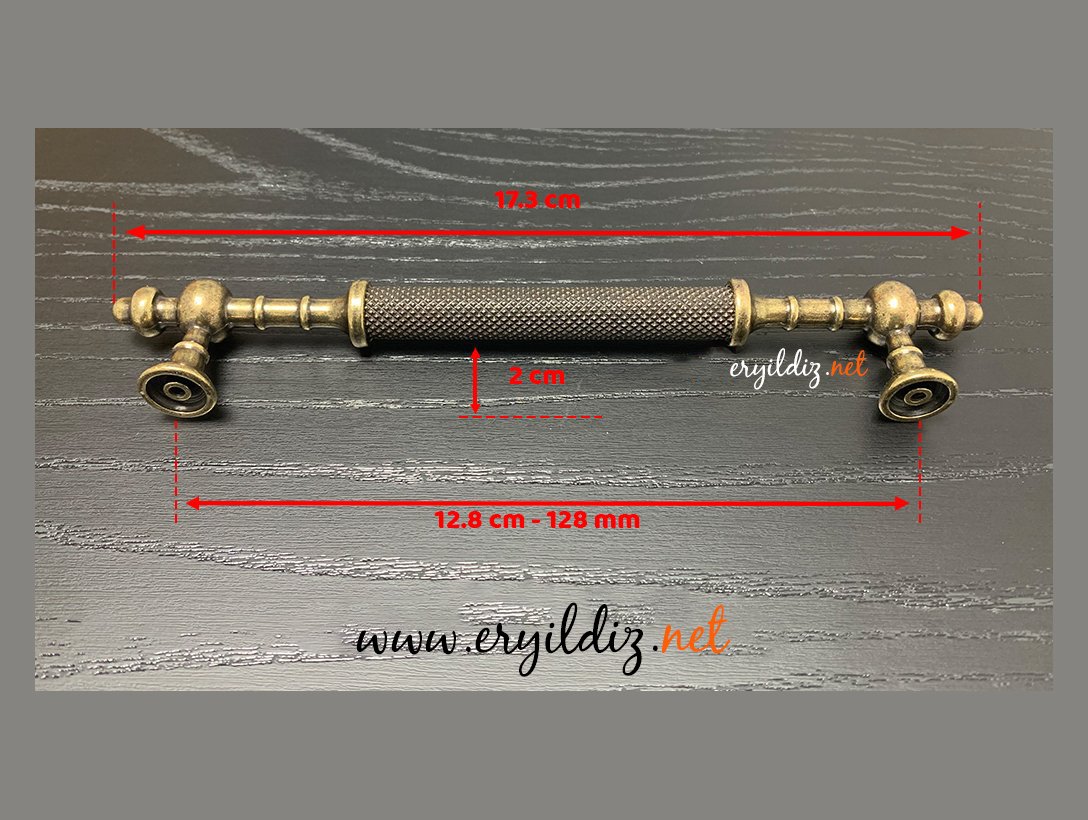 Metax Ladin Mobilya Kulp Antik Sarı - 128 mm Eryıldız Hırdavat