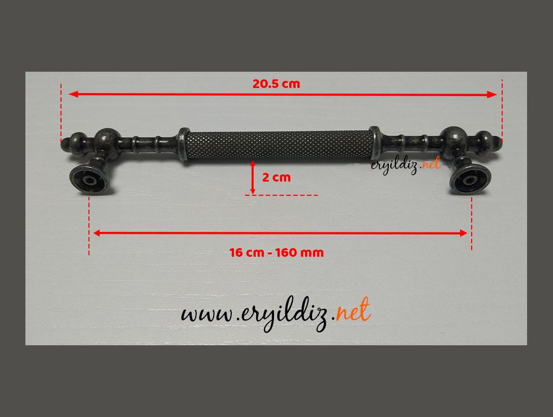 Metax Ladin Mobilya Kulp Antik Gümüş - 160 mm Eryıldız Hırdavat