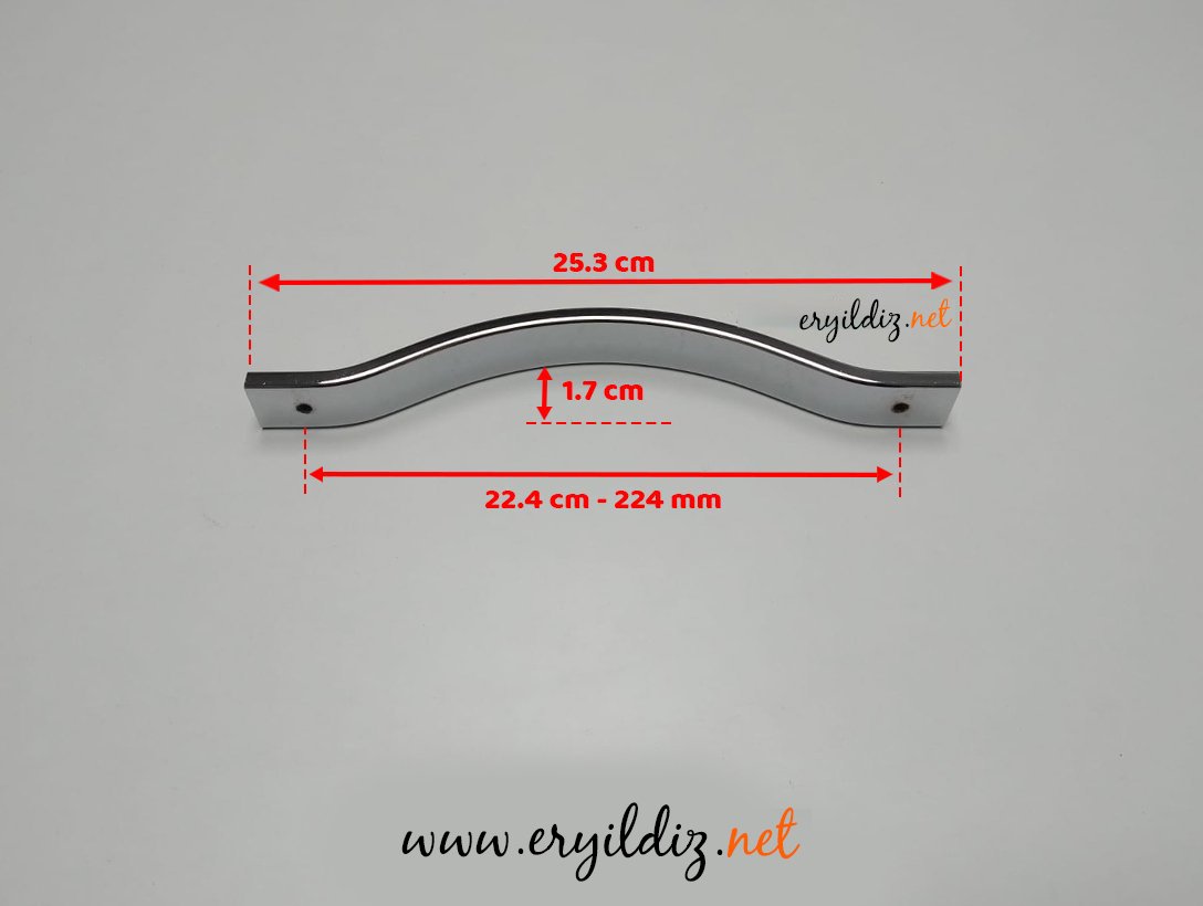 Nobel Palmiye Krom İnox Alüminyum Mobilya Kulp 224 mm Eryıldız Hırdavat