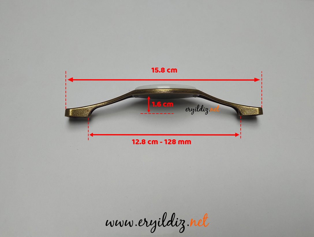 Nobel Yoncalı 128 mm Mobilya Kulp Antik Sarı Eryıldız Hırdavat