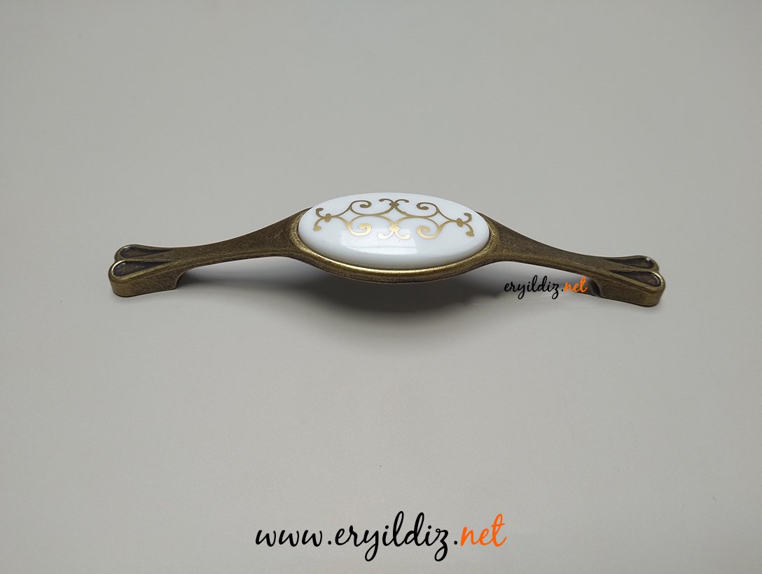 Nobel Yoncalı 128 mm Mobilya Kulp Antik Sarı Eryıldız Hırdavat