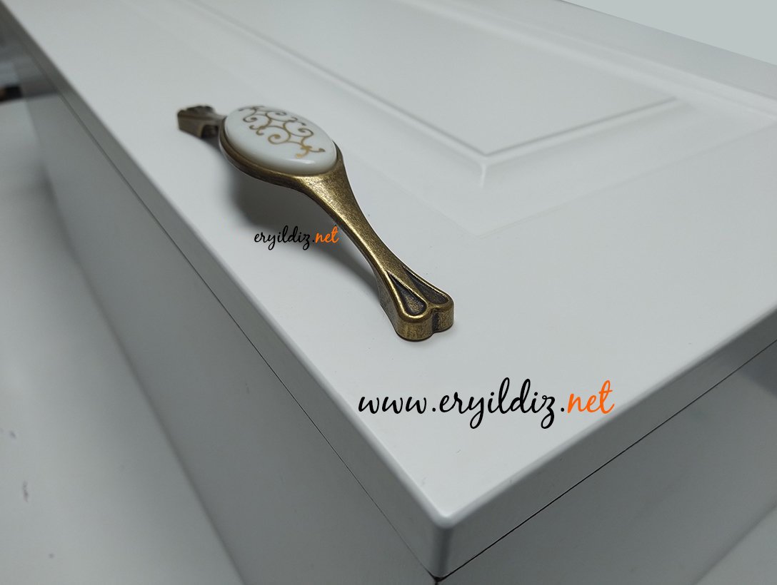 Nobel Yoncalı 128 mm Mobilya Kulp Antik Sarı Eryıldız Hırdavat