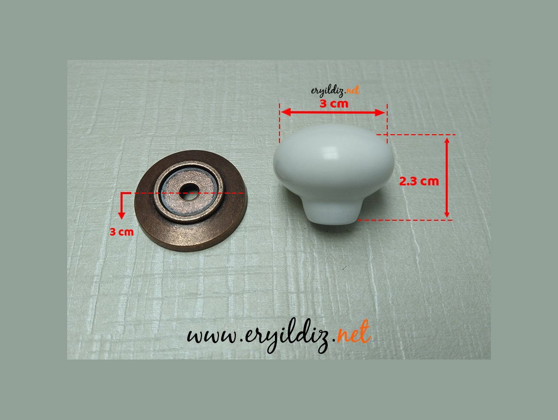 Eymen Polimer Düz Antik Bakır Mobilya Kulp Düğme Eryıldız Hırdavat