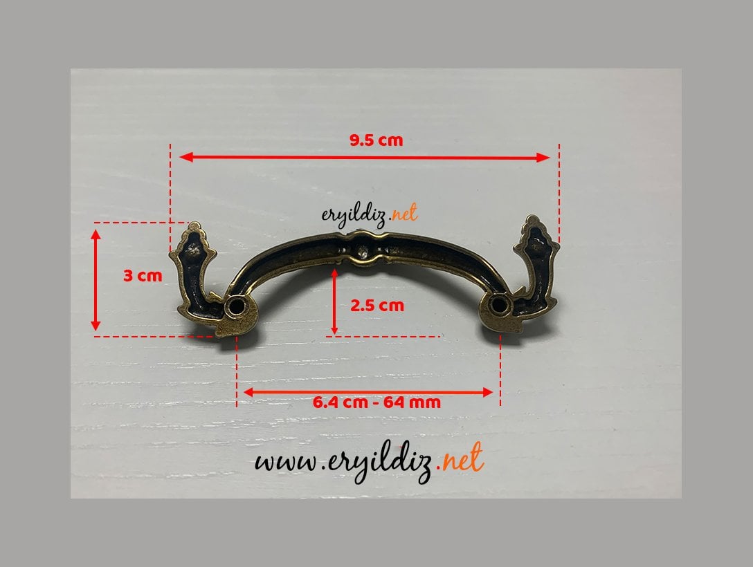 Umut 136-3 Antik Mobilya Kulp 64 mm Eryıldız Hırdavat 