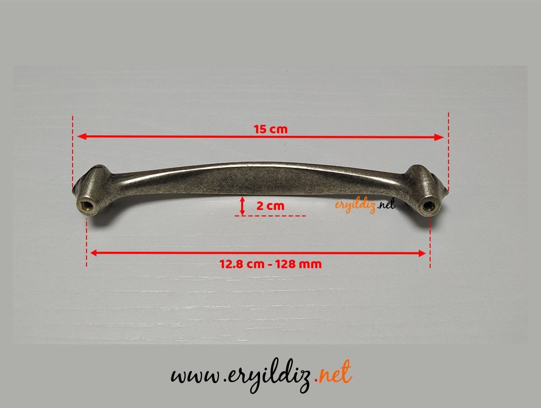 Sistem SY 4395 Mobilya Kulp Antik Gümüş - 128 mm Eryıldız Hırdavat