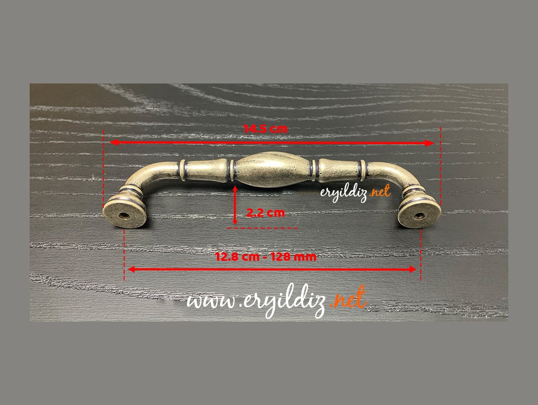 System 4477 Mobilya Kulp Antik Gümüş - 128 mm Antik Gümüş Eryıldız Hırdavat