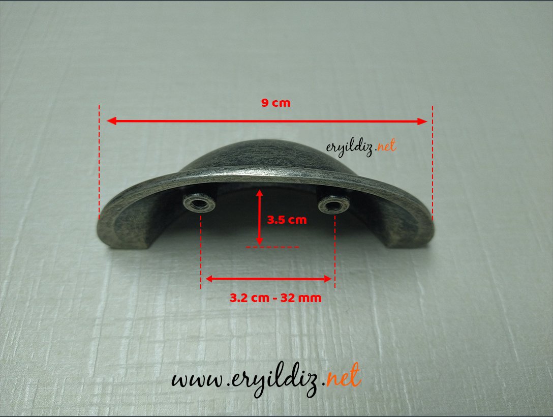 System 4525 Çanak Mobilya Kulp Antik Gümüş - 32 mm Eryıldız Hırdavat