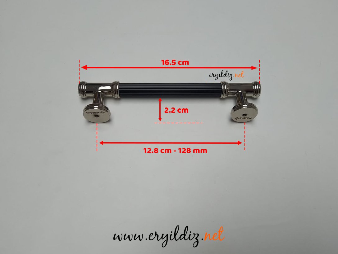 System 4665 Mobilya Kulp Parlak Nikel Siyah - 128 mm Eryıldız Hırdavat