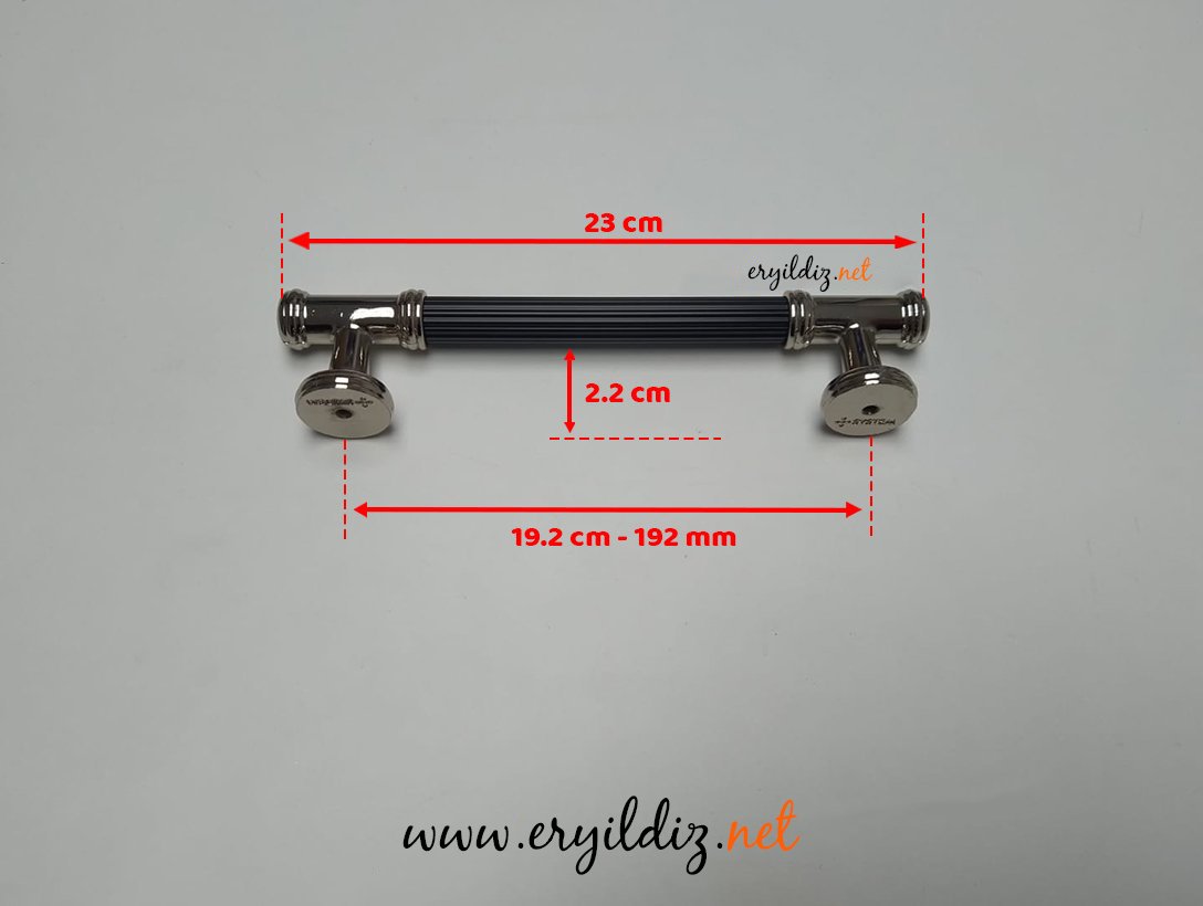 System 4665 Mobilya Kulp Parlak Nikel Siyah - 192mm Eryıldız Hırdavat 