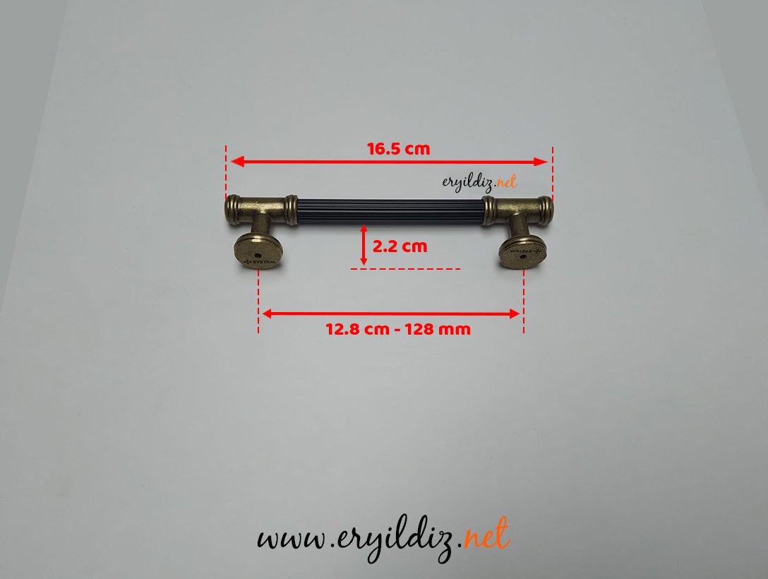 System 4665 Mobilya Kulp Antik Sarı Siyah - 128 mm Eryıldız Hırdavat