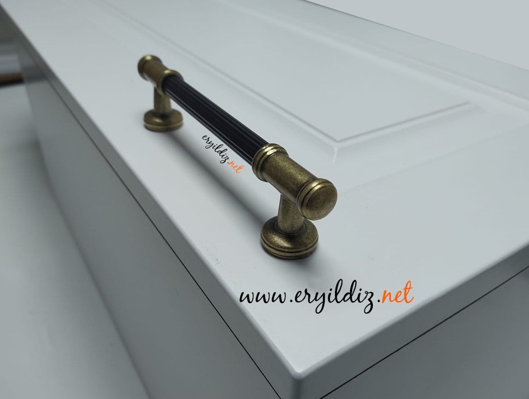 System 4665 Mobilya Kulp Antik Sarı Siyah Eryıldız Hırdavat