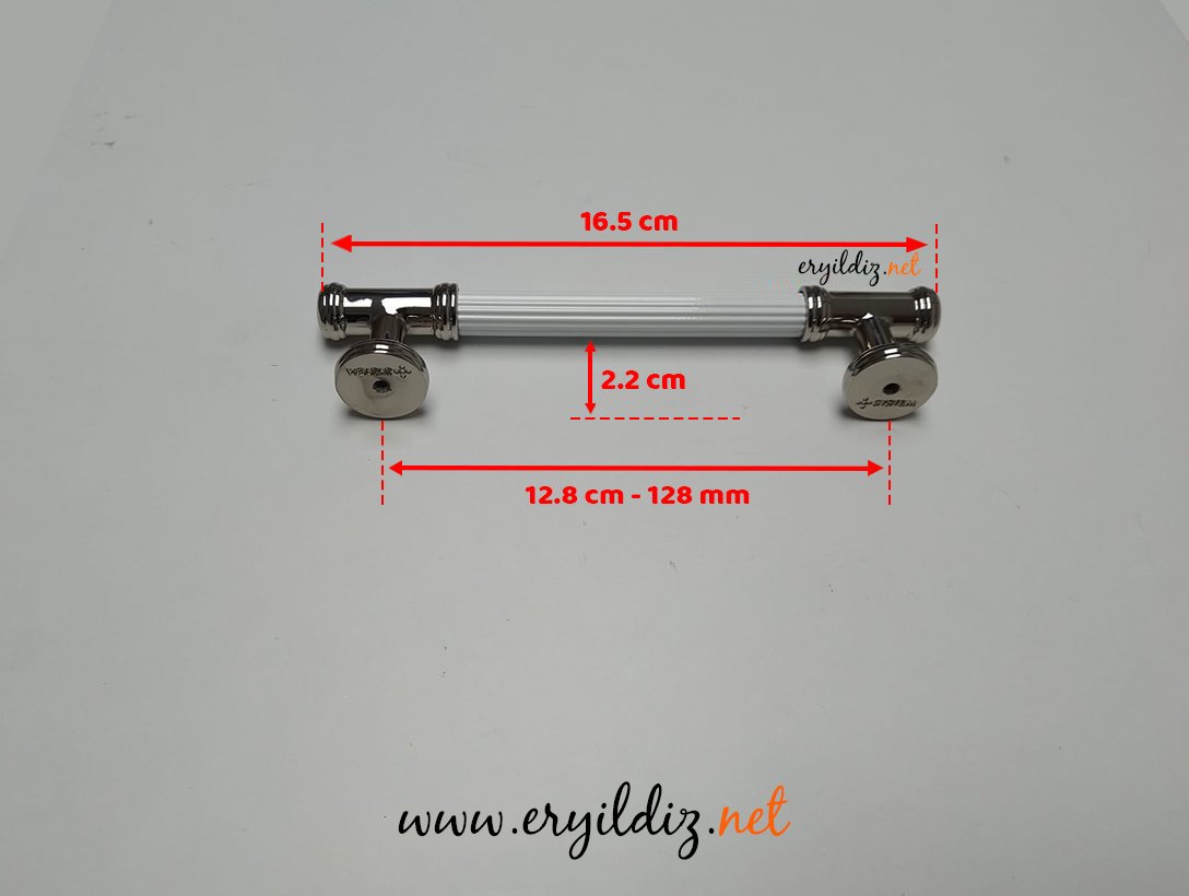 System 4665 Mobilya Kulp Parlak Nikel Beyaz - 128 mm Eryıldız Hırdavat