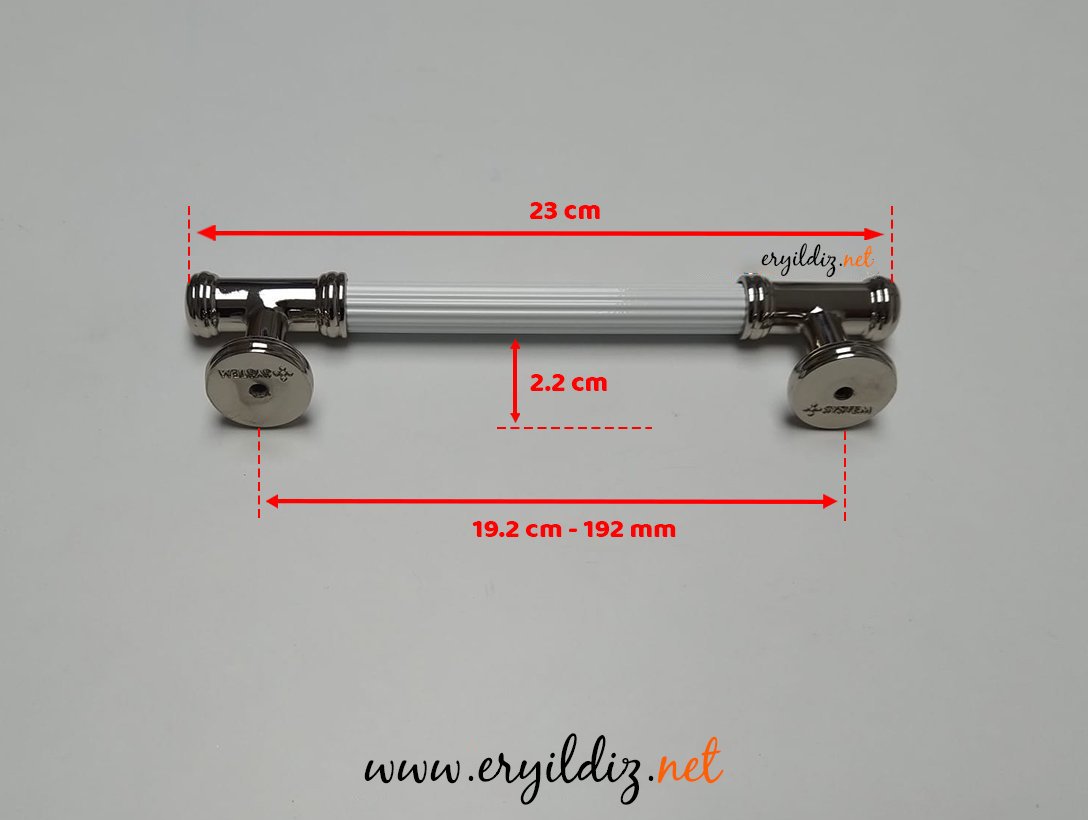 System 4665 Mobilya Kulp Parlak Nikel Beyaz - 192 mm Eryıldız Hırdavat