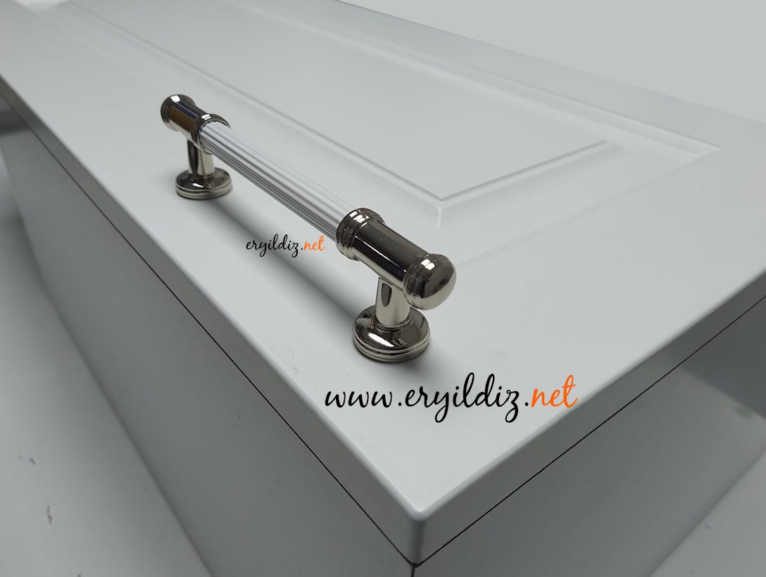 System 4665 Mobilya Kulp Parlak Nikel Beyaz Eryıldız Hırdavat
