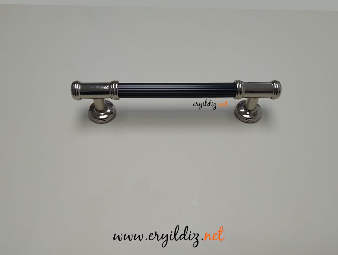 System 4665 Mobilya Kulp Parlak Nikel Siyah Eryıldız Hırdavat