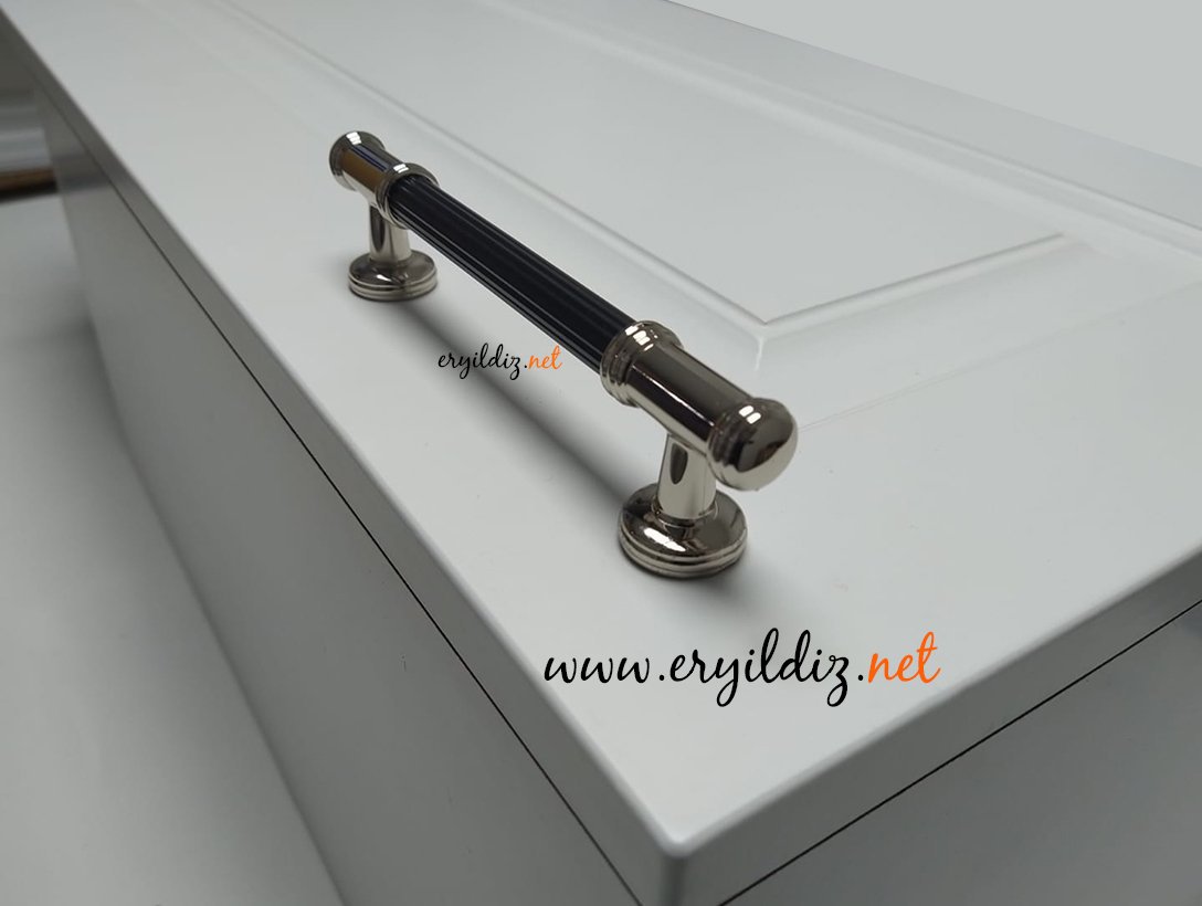 System 4665 Mobilya Kulp Parlak Nikel Siyah Eryıldız Hırdavat