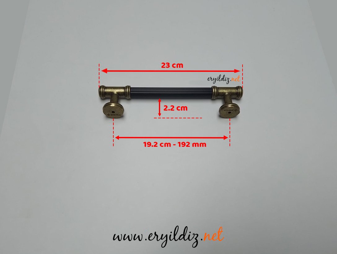 System 4665 Mobilya Kulp Antik Sarı Siyah - 192 mm Eryıldız Hırdavat