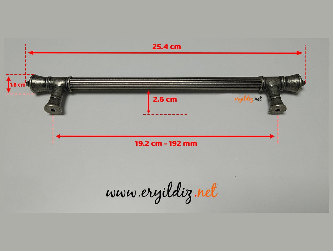 System 4675 Mobilya Kulp Antik Gümüş 192 mm Eryıldız Hırdavat