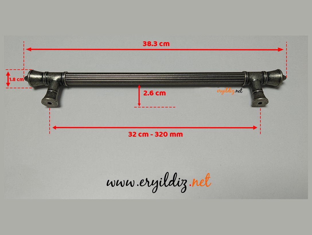 System 4675 Mobilya Kulp Antik Gümüş 320 mm Eryıldız Hırdavat