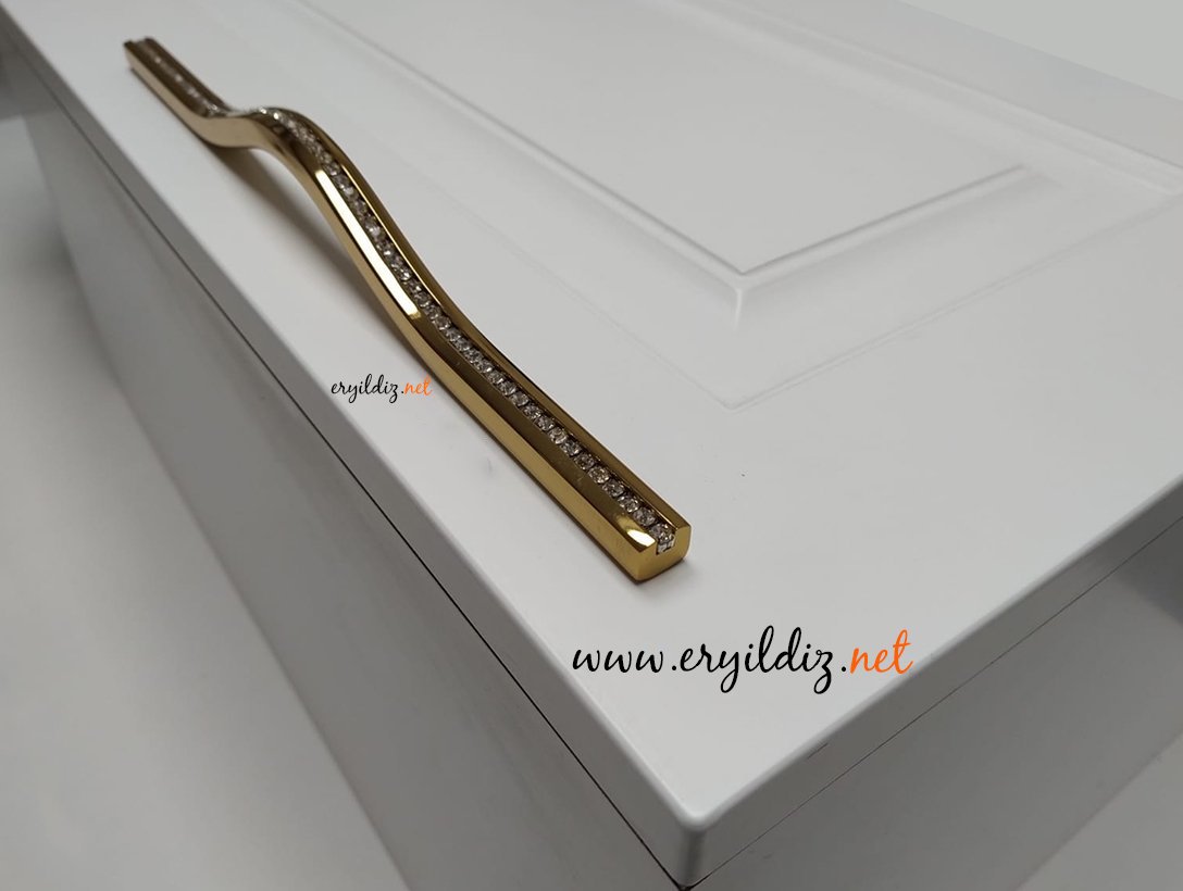 System SY 7115 Taşlı Mobilya Kulp Altın Sarısı Eryıldız Hırdavat