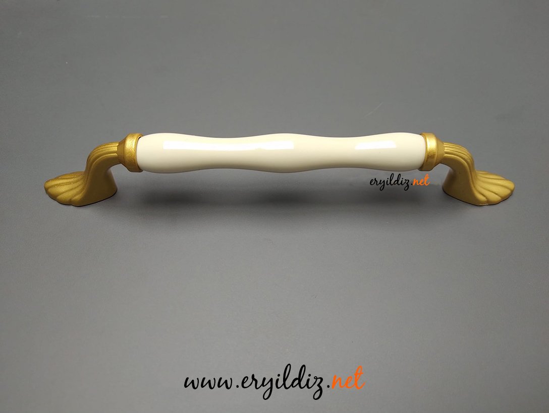 Tomurcuk 1405-61-160 Krem Mat Altın Porselen Mobilya Kulp 160 mm Eryıldız Hırdavat