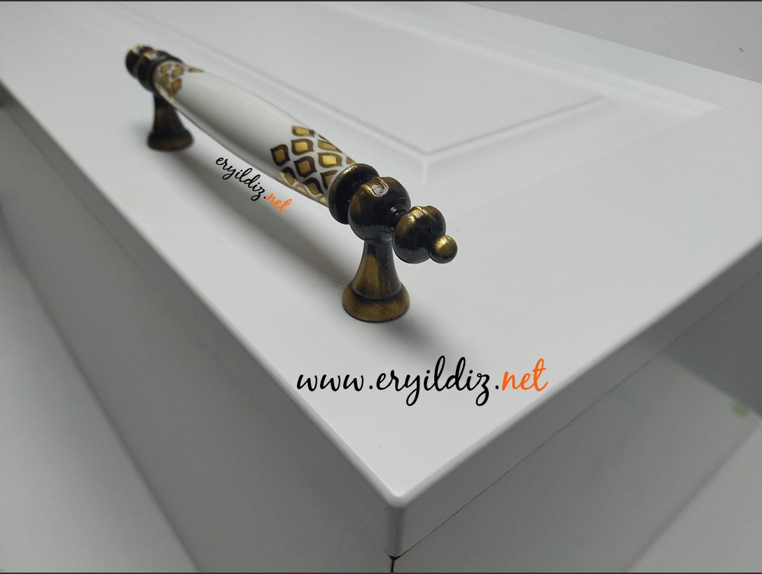 Tomurcuk 1980-41 Antik Sarı Porselen Mobilya Kulp  Eryıldız Hırdavat 