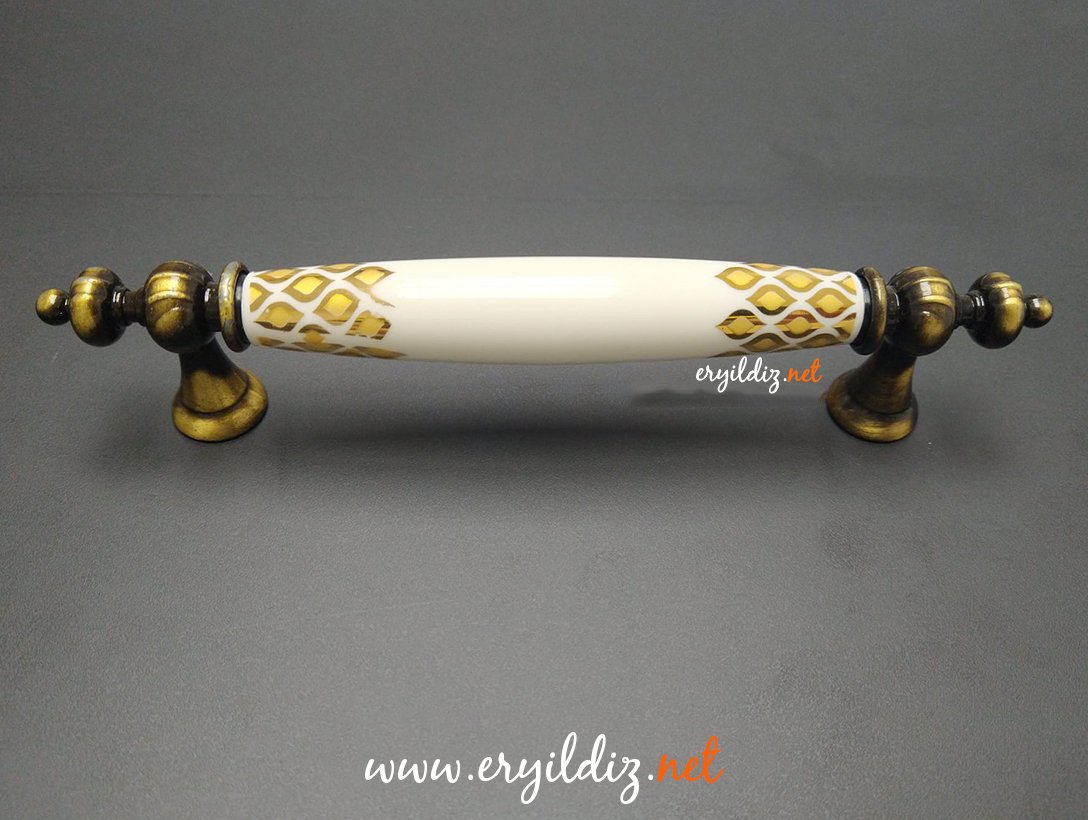 Tomurcuk 1980-41 Antik Sarı Porselen Mobilya Kulp  Eryıldız Hırdavat 