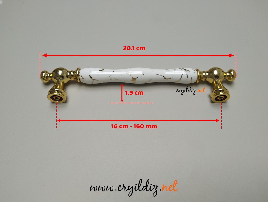 Tomurcuk 1845 Altın Porselen Mobilya Kulp 160 mm Eryıldız Hırdavat