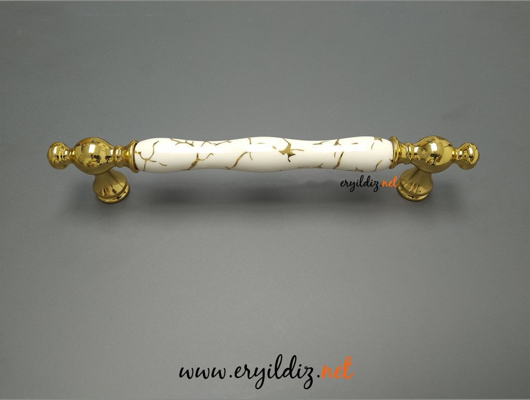 Tomurcuk 1845 Altın Porselen Mobilya Kulp 160 mm Eryıldız Hırdavat