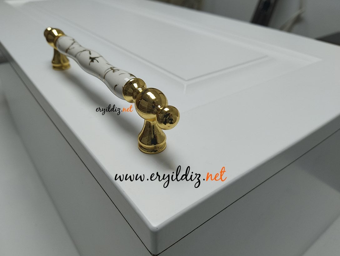 Tomurcuk 1845 Altın Porselen Mobilya Kulp 160 mm Eryıldız Hırdavat