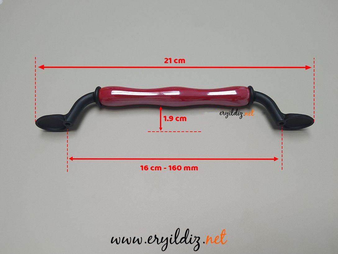 Tomurcuk 1950-60 Porselen Mobilya Kulp kırmızı Eryıldız Hırdavat