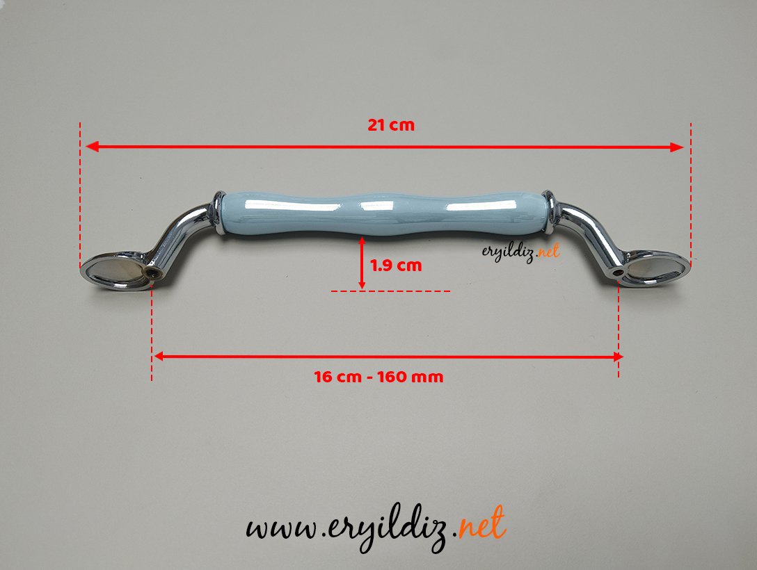 Tomurcuk 1950-60 Porselen Mobilya Kulp 160 mm L.Mavi  Eryıldız Hırdavat