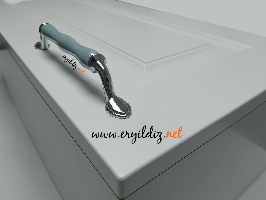 Tomurcuk 1950-60 Porselen Mobilya Kulp 160 mm L.Mavi  Eryıldız Hırdavat