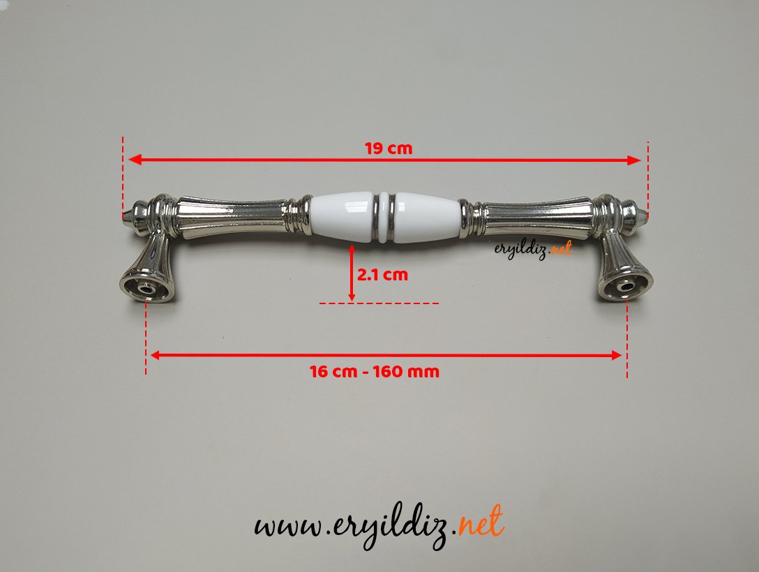 Tomurcuk 2115-51 Platin Porselen Mobilya Kulp 160 mm Eryıldız Hırdavat 