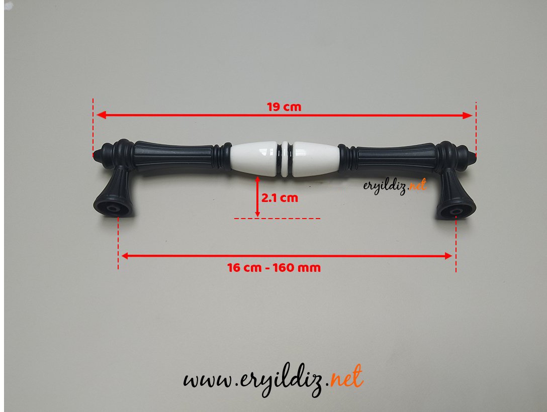 Tomurcuk 2115-85 Yivli Siyah Porselen Mobilya Kulp 160 mm Eryıldız Hırdavat 